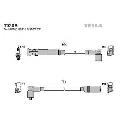 Zdjęcie Zestaw przewodów zapłonowych TESLA T030B