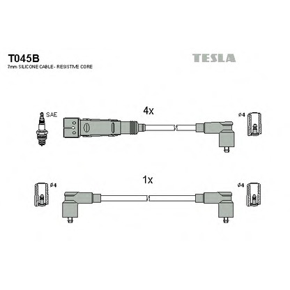 Zdjęcie Zestaw przewodów zapłonowych TESLA T045B