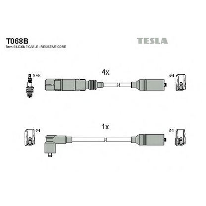 Zdjęcie Zestaw przewodów zapłonowych TESLA T068B