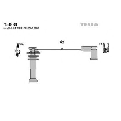 Zdjęcie Zestaw przewodów zapłonowych TESLA T500G