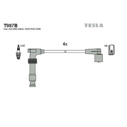 Фото Комплект проводов зажигания TESLA T987B