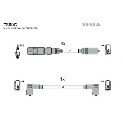 Photo Kit de câbles d'allumage TESLA T800C