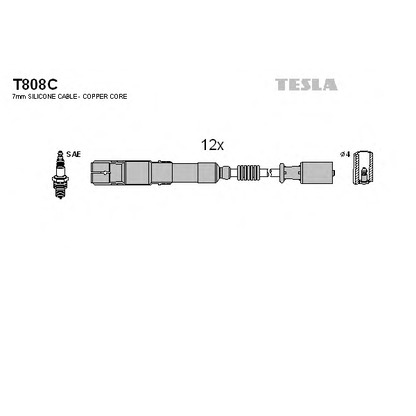 Zdjęcie Zestaw przewodów zapłonowych TESLA T808C