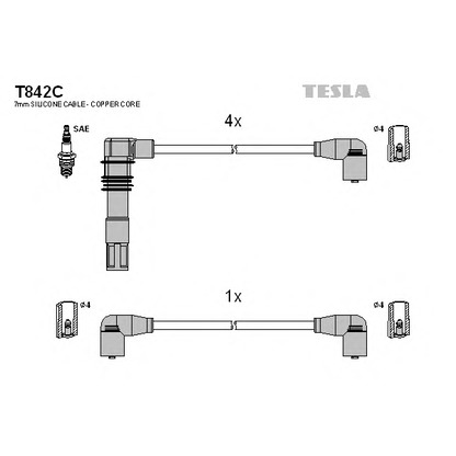 Zdjęcie Zestaw przewodów zapłonowych TESLA T842C