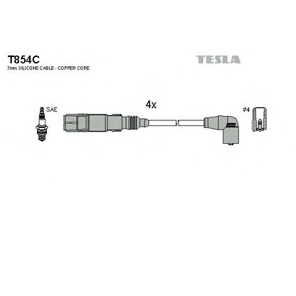 Zdjęcie Zestaw przewodów zapłonowych TESLA T854C