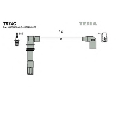 Zdjęcie Zestaw przewodów zapłonowych TESLA T874C