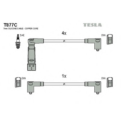 Фото Комплект проводов зажигания TESLA T877C