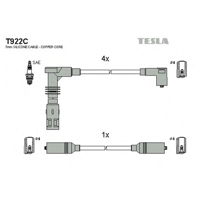 Photo Kit de câbles d'allumage TESLA T922C