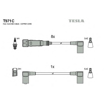 Zdjęcie Zestaw przewodów zapłonowych TESLA T971C