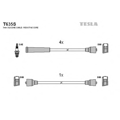 Zdjęcie Zestaw przewodów zapłonowych TESLA T635S