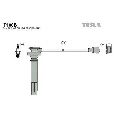 Zdjęcie Zestaw przewodów zapłonowych TESLA T180B