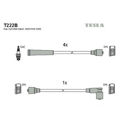 Zdjęcie Zestaw przewodów zapłonowych TESLA T222B