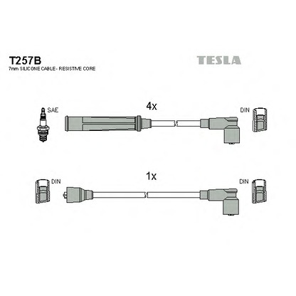 Zdjęcie Zestaw przewodów zapłonowych TESLA T257B