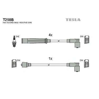 Zdjęcie Zestaw przewodów zapłonowych TESLA T258B