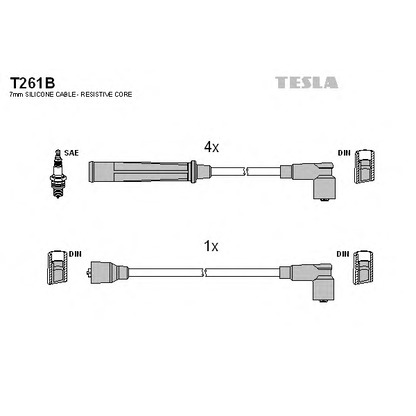 Zdjęcie Zestaw przewodów zapłonowych TESLA T261B