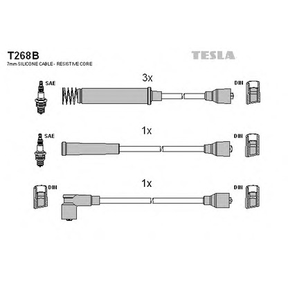 Zdjęcie Zestaw przewodów zapłonowych TESLA T268B