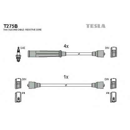 Фото Комплект проводов зажигания TESLA T275B
