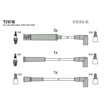 Фото Комплект проводов зажигания TESLA T287B