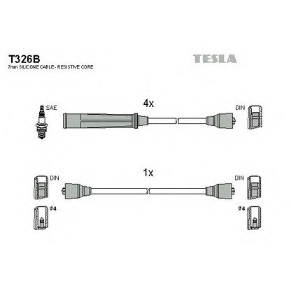 Zdjęcie Zestaw przewodów zapłonowych TESLA T326B