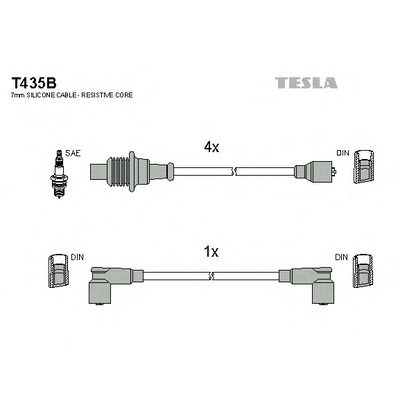 Zdjęcie Zestaw przewodów zapłonowych TESLA T435B