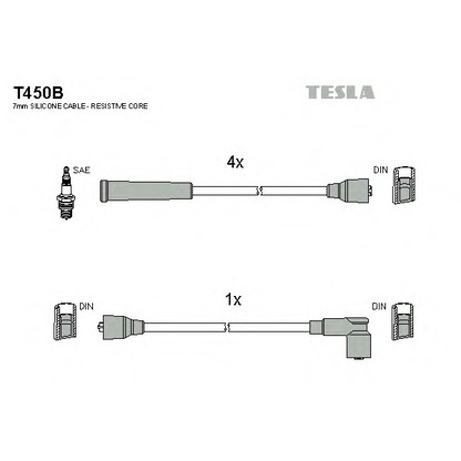 Zdjęcie Zestaw przewodów zapłonowych TESLA T450B