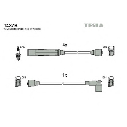 Zdjęcie Zestaw przewodów zapłonowych TESLA T487B