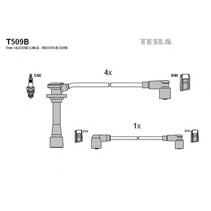 Zdjęcie Zestaw przewodów zapłonowych TESLA T509B