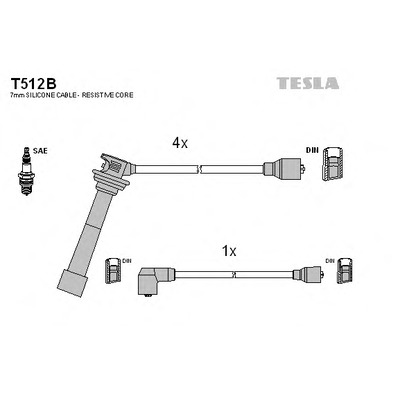 Zdjęcie Zestaw przewodów zapłonowych TESLA T512B