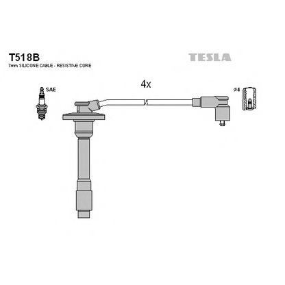 Zdjęcie Zestaw przewodów zapłonowych TESLA T518B