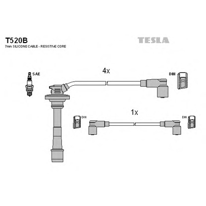 Фото Комплект проводов зажигания TESLA T520B