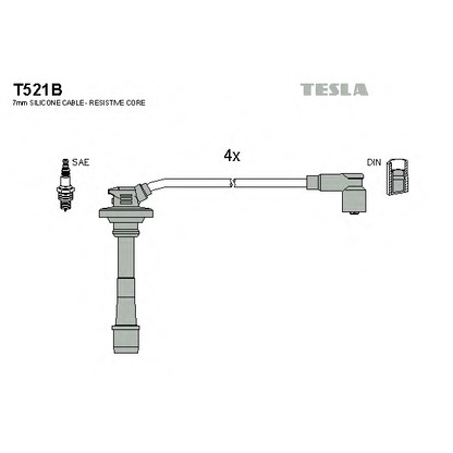 Фото Комплект проводов зажигания TESLA T521B