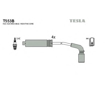 Zdjęcie Zestaw przewodów zapłonowych TESLA T553B