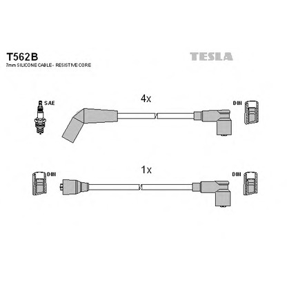 Zdjęcie Zestaw przewodów zapłonowych TESLA T562B