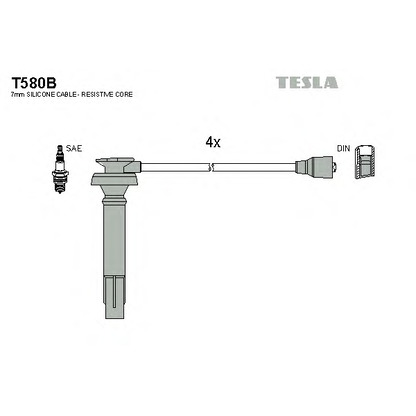 Zdjęcie Zestaw przewodów zapłonowych TESLA T580B