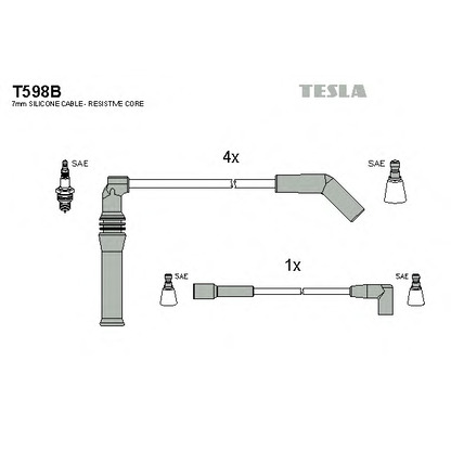 Zdjęcie Zestaw przewodów zapłonowych TESLA T598B