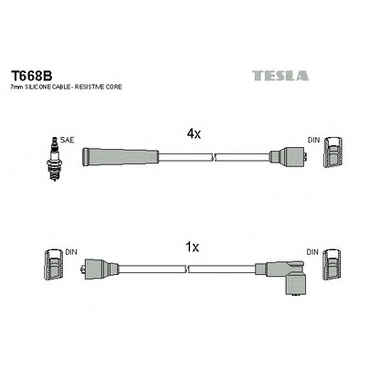 Фото Комплект проводов зажигания TESLA T668B