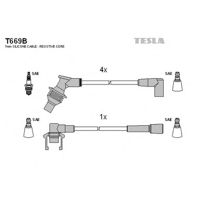 Фото Комплект проводов зажигания TESLA T669B