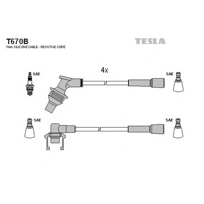 Фото Комплект проводов зажигания TESLA T670B