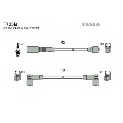 Zdjęcie Zestaw przewodów zapłonowych TESLA T723B