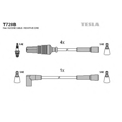 Zdjęcie Zestaw przewodów zapłonowych TESLA T728B