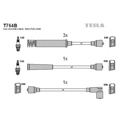 Фото Комплект проводов зажигания TESLA T764B
