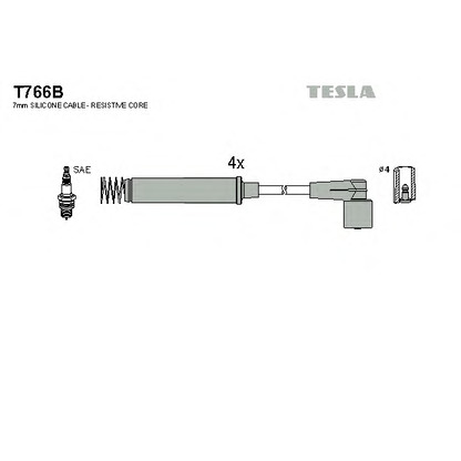 Zdjęcie Zestaw przewodów zapłonowych TESLA T766B