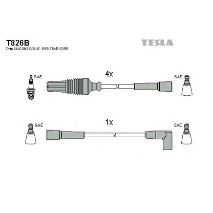 Фото Комплект проводов зажигания TESLA T826B