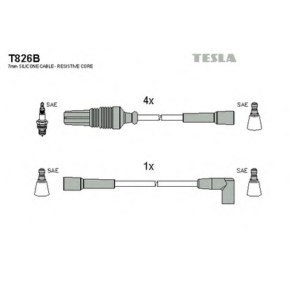 Zdjęcie Zestaw przewodów zapłonowych TESLA T826B