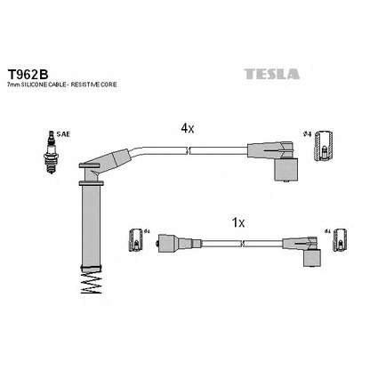 Zdjęcie Zestaw przewodów zapłonowych TESLA T962B