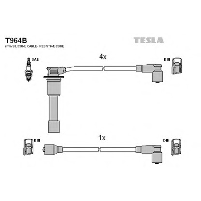 Фото Комплект проводов зажигания TESLA T964B