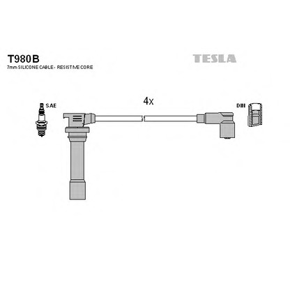 Zdjęcie Zestaw przewodów zapłonowych TESLA T980B