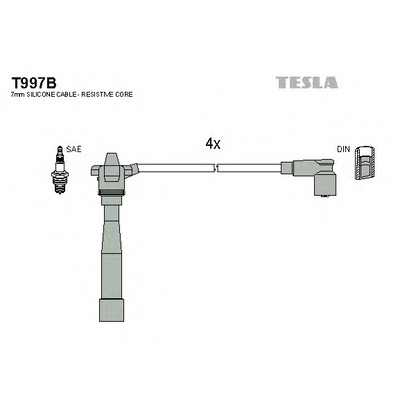 Zdjęcie Zestaw przewodów zapłonowych TESLA T997B