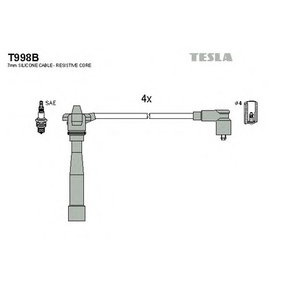 Фото Комплект проводов зажигания TESLA T998B