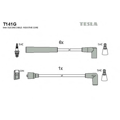 Zdjęcie Zestaw przewodów zapłonowych TESLA T141G